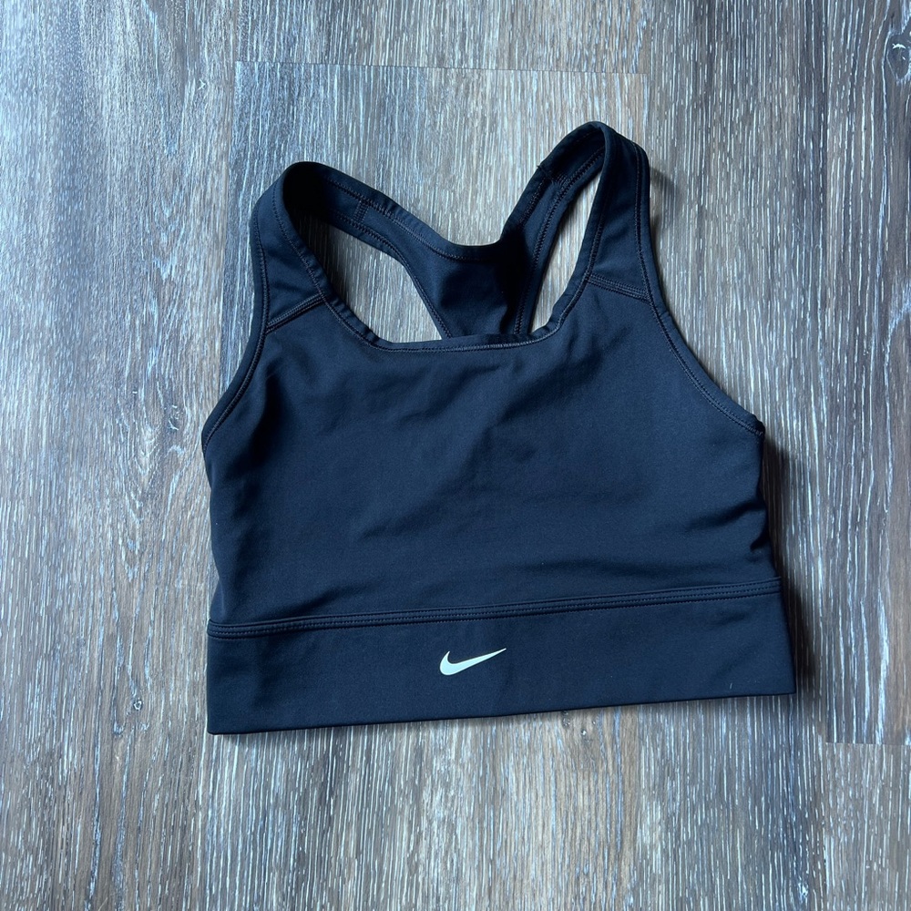 Nike Women's Black Sports Bra with White Logo